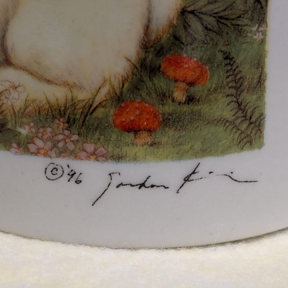 Rare Vintage Pozzani - Brazil 8oz Bunny Mug - Easter Butterfly Rabbit Coffee Cup - Picture 12 of 16